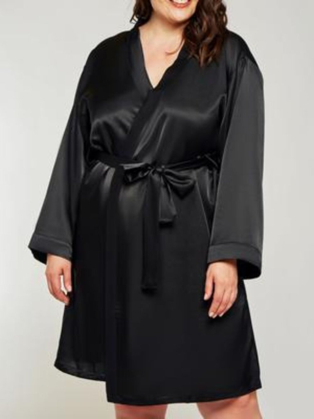 #2432 iCollection Plus Size Marina Lux Satin Robe Lingerie
